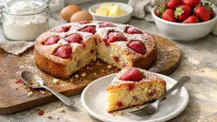 Mevsim çileğiyle yumuşacık çilekli kek: 170°C’de tam kıvamında pişiyor