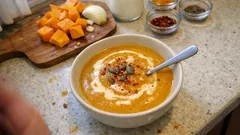 Zencefil ve muskat dokunuşlu bal kabağı çorbası: pürüzsüz kıvamıyla tam mevsimlik