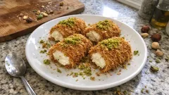 Kadayıflı Paşa Sarması tarifi: çıtır kadayıf tabanlı, pürüzsüz muhallebili rulo