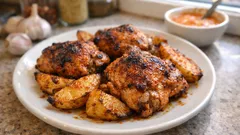 Tek tepside fırında tavuk but ve patates: yoğurtlu-salçalı sosla nar gibi kızarır