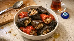 Nar ekşisi dengesiyle tam kıvamında zeytinyağlı kuru dolma tarifi