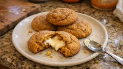 Bal kabaklı cheesecake kurabiye: ortası krem peynir dolgulu, dışı hafif kıtır