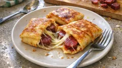 Yufkasız börek sevenlere: sucuklu kaşarlı krep börek tarifi (tavada)