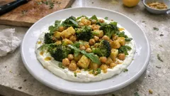 Fırınlanmış brokoli ve patatesle: yoğurtlu nohut mezesi tarifi