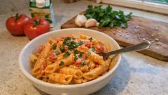 Tek tencerede kremalı domatesli demleme makarna: haşlama yok, bulaşık az