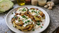 Fırında Lahana Bifteği: baharatlı zeytinyağıyla kızaran, yoğurtlu tahin soslu tarif