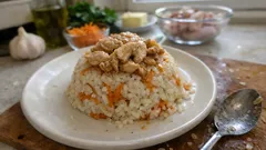 Tek tencerede Çerkes pilavı: tavuk suyuyla tane tane, ters çevirip servis